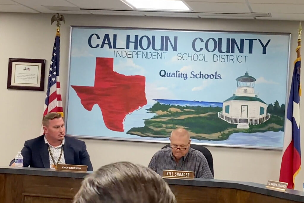 The Calhoun County Independent School District's special board meeting on April 29. Credit: Courtesy of Dan Lê